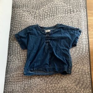 Denim blouse with stitching